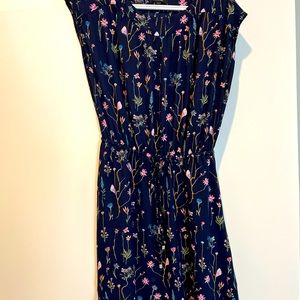 RW&CO navy blue, floral knee length dress